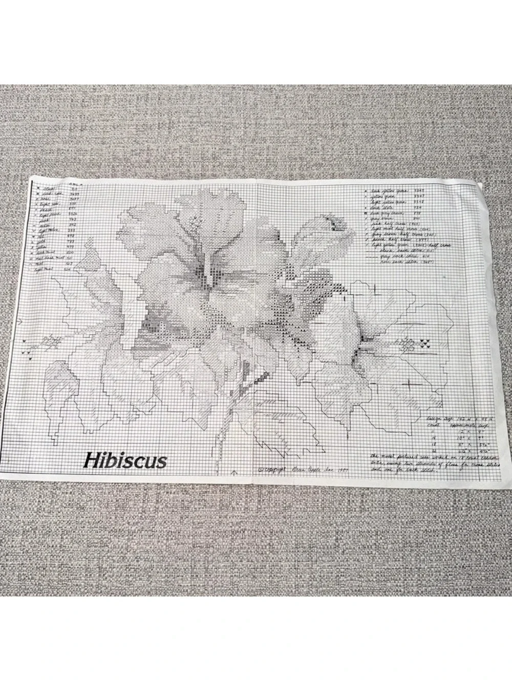 Hibiscus Floral Cross Stitch Pattern Chart 1989 Needlework Elma Doyle Needlework